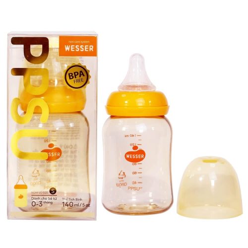 binh-sua-co-thuong-ppsu-140ml Bình sữa cho bé Wesser nhựa PPSU cổ hẹp 140ml