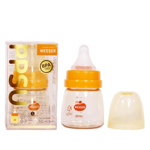binh-sua-co-thuong-ppsu-60ml Bình sữa cổ hẹp cho bé Wesser nhựa PPSU 60ml