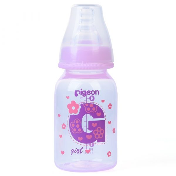 Bình sữa Pigeon nhựa cổ hẹp cho bé gái 120ml