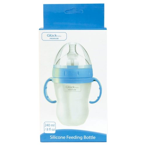 binh-sua-silicone-gluck-240ml-xanh Bình sữa Gluck Baby có tay cầm cổ rộng 240ml