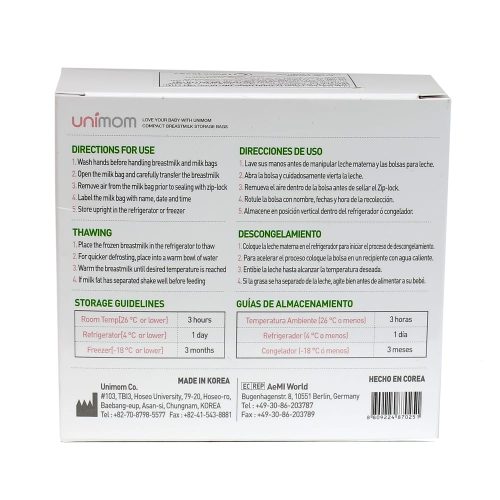 Túi trữ sữa Unimom chứa 210ml gồm 30 túi