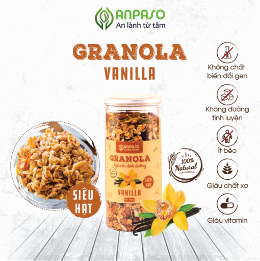 thức ăn nhẹ granola siêu hạt vị vanilla